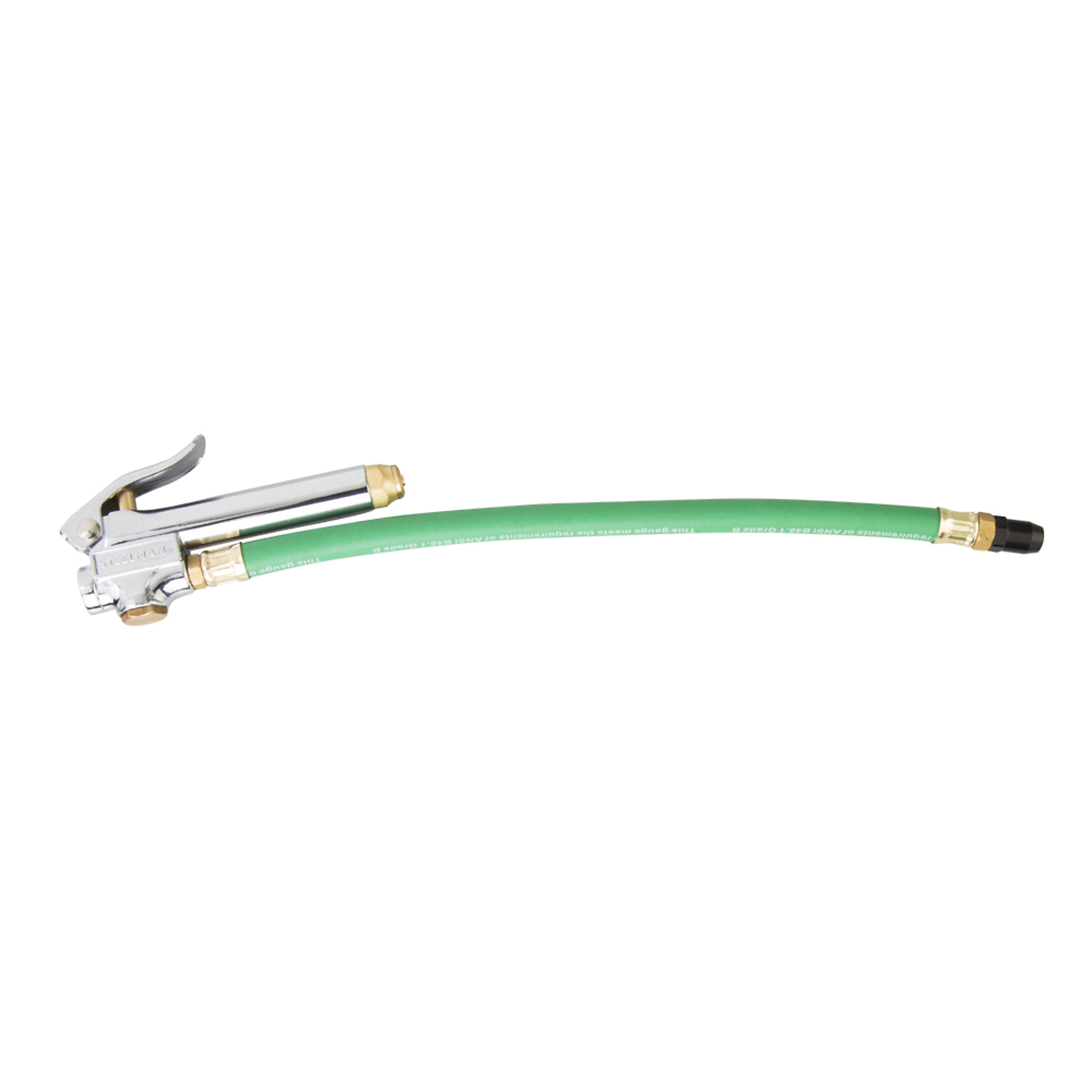 STEELMAN Straight Chuck Tire Inflator with Built-In Gauge and Green 12-Inch Hose 75052